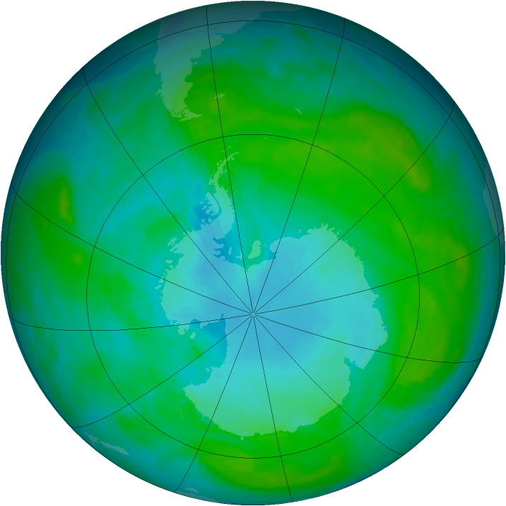 Antarctic ozone map for 28 January 1988